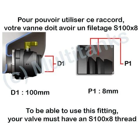 MULTITANKS Raccord S100x8 - Robinet Laiton Chromé Sortie 20x27 Cannelé 15mm - 3/4'' BSP 4 MULTITANKS Raccord S100x8 - Robinet Laiton Chromé Sortie 20x27 Cannelé 15mm - 3/4'' BSP – Image 2