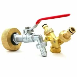 MULTITANKS Raccord Femelle S60x6 Laiton - Robinet Laiton Chromé 3/4 Pouce Avec Raccord Double Sortie Laiton - 3/4'' BSP