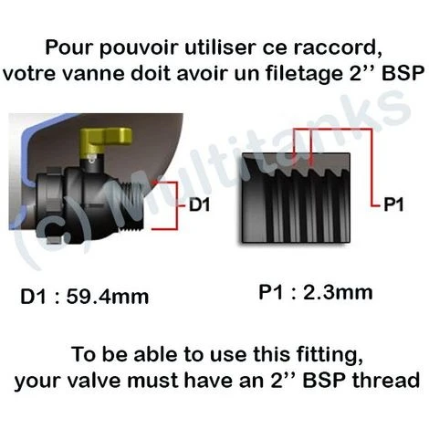 CPP Raccord Femelle 2'' BSP - Male 1'' BSP - 1'' BSP 4 CPP Raccord Femelle 2'' BSP - Male 1'' BSP - 1'' BSP – Image 2
