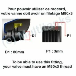 CPP Raccord Femelle M80x3 - Male S60x6 - S60x6 -Promos Recuperation Magasin 1634795 2