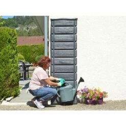 Récupérateur D'eau De Pluie WOOD 300 L Imitation Bois Anthracite - BelliJardin - Anthracite -Promos Recuperation Magasin 27348989 2