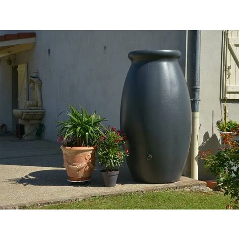 Récupérateur D'eau De Pluie Jarre Toscane 1000 L Anthracite Avec Couvercle Et Robinet - BelliJardin - Anthracite 4 Récupérateur D'eau De Pluie Jarre Toscane 1000 L Anthracite Avec Couvercle Et Robinet - BelliJardin - Anthracite – Image 2