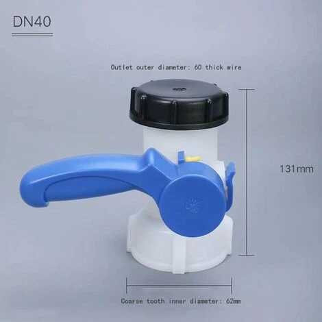 BETTERLIFE Vanne Pour Cuve IBC 1000 Litres 2" / 62 Mm Vanne Papillon Intégrée En Plastique DN40 (62 Mm) 7 BETTERLIFE Vanne Pour Cuve IBC 1000 Litres 2" / 62 Mm Vanne Papillon Intégrée En Plastique DN40 (62 Mm) – Image 5