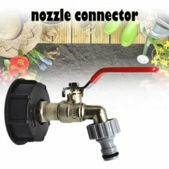 PERLE RARE Robinet Cuve 1000L Robinet Recuperateur Eau De Pluie, Adaptateur De Réservoir D'eau IBC 1/2" Double Robinet Recuperateur Eau De Pluie,Robinet En Laiton Fabriqué En PP Filetage Gros 60 Mm (1pc) -Promos Recuperation Magasin 34739503 5