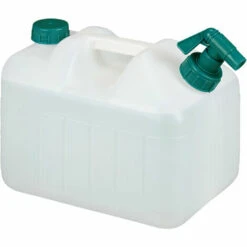 Relaxdays Bidon D’eau Avec Robinet, 10 Litres, Plastique Sans BPA, Couvercle, Poignée, Réservoir, Blanc/vert
