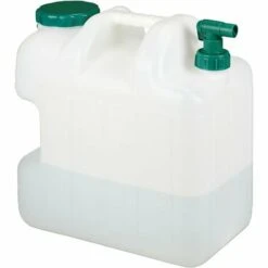 Relaxdays Bidon D’eau Avec Robinet, 25 Litres, Plastique Sans BPA, Couvercle, Poignée, Réservoir, Blanc/vert