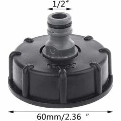 ECHOO Adaptateur De Tuyau De Petit Mamelon 4 Points, Accessoires D'adaptateur De Tonne Chimique Pour Baril IBC, Adaptateur De Sortie IBC 1/2 "1Pièce (Plastique, Noir) -Promos Recuperation Magasin 37995295 2
