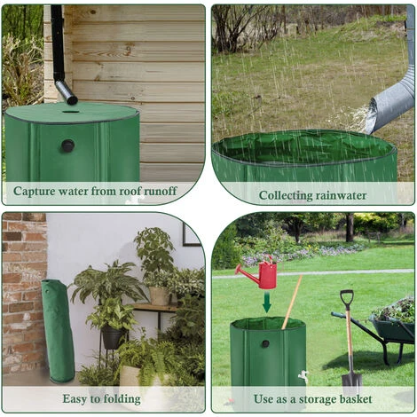 TODECO Récupérateur Eau De Pluie Pliable 225L, Collecteur Tonneau Eau De Pluie Gouttiere, Recuperateur Eau Avec Robinet, Filtre, Soupape De Décharge, 6X Tiges De Support, Couvercle, Cuve Eau Jardin - Vert 6 TODECO Récupérateur Eau De Pluie Pliable 225L, Collecteur Tonneau Eau De Pluie Gouttiere, Recuperateur Eau Avec Robinet, Filtre, Soupape De Décharge, 6X Tiges De Support, Couvercle, Cuve Eau Jardin - Vert – Image 4
