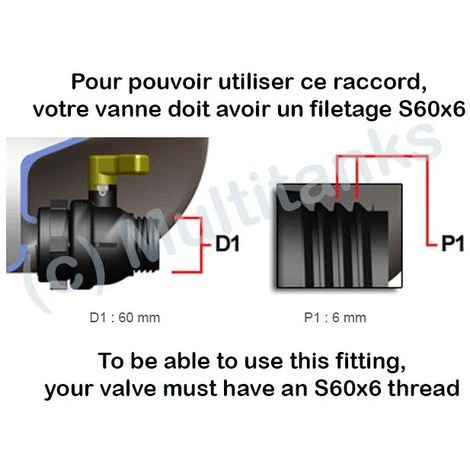 MULTITANKS Lot De 2 Raccords Robinet Pour Cuve 1000L 4 MULTITANKS Lot De 2 Raccords Robinet Pour Cuve 1000L – Image 2