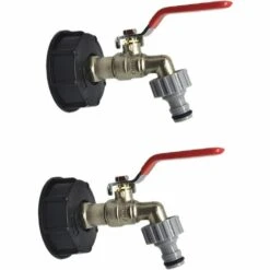 TINOR Robinet Cuve 1000L S60X6 IBC Raccord Robinet Avec Raccord De Tuyau 1/2" , Adaptateur De Réservoir De Vidange, Pour Robinet De Jardin, Pour D'adaptateur De Cuve (2 Pièces)