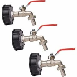 ENLENK Robinet Cuve 1000L Robinet Recuperateur Eau De Pluie, Adaptateur De Réservoir D'eau IBC 1/2" Double Robinet Recuperateur Eau De Pluie,Robinet En Laiton Fabriqué En PP Filetage Gros 60 Mm (3pcs)