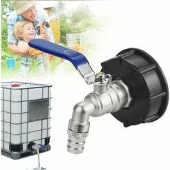 TRIOMPHE Adaptateur De Réservoir De Vidange IBC S60x6 Vanne Robinet 3/4'' Adaptateur De Robinet De Réservoir IBC Adaptateur De Cuve Adaptateur De Réservoir D'eau Robinet à Boisseau Sphérique，T-Audace