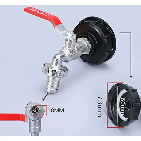 GUAZHUNIFR Robinet Cuve 1000L Robinet Recuperateur Eau De Pluie, Adaptateur De Réservoir D'eau IBC 1/2" Double Robinet Recuperateur Eau De Pluie,Robinet En Matériau En Alliage Fabriqué En PP Filetage Gros.Gu.B/bon 4 GUAZHUNIFR Robinet Cuve 1000L Robinet Recuperateur Eau De Pluie, Adaptateur De Réservoir D'eau IBC 1/2" Double Robinet Recuperateur Eau De Pluie,Robinet En Matériau En Alliage Fabriqué En PP Filetage Gros.Gu.B/bon – Image 2