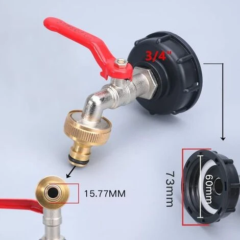 READCLY IBC Robinet Cuve 1000L Robinet Recuperateur Eau De Pluie, Adaptateur De Réservoir D'eau IBC 1/2" Double Robinet Recuperateur Eau De Pluie,Robinet En Laiton En Fabriqué En PP Filetage Gros 60 MM (3/4) 4 READCLY IBC Robinet Cuve 1000L Robinet Recuperateur Eau De Pluie, Adaptateur De Réservoir D'eau IBC 1/2" Double Robinet Recuperateur Eau De Pluie,Robinet En Laiton En Fabriqué En PP Filetage Gros 60 MM (3/4) – Image 2