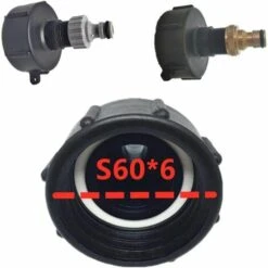 AOUGO Mamelon à Connexion Rapide Pour Réservoir 1000L, Raccord S60X6 IBC Raccord De Robinet Multi-réservoirs, Connecteur De Tuyau Pour Adaptateur De Réservoir IBC (sortie En Plastique, 3/4') 7 AOUGO Mamelon à Connexion Rapide Pour Réservoir 1000L, Raccord S60X6 IBC Raccord De Robinet Multi-réservoirs, Connecteur De Tuyau Pour Adaptateur De Réservoir IBC (sortie En Plastique, 3/4') -Promos Recuperation Magasin 58573615 3