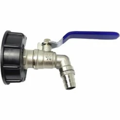 AOUGO Robinet De Réservoir 1000L, Robinet Pour Collecteur D'eau De Pluie IBC, Adaptateur De Réservoir, Adaptateur De Réservoir De Vidange, Robinet En Laiton En PP Filetage Grossier 60 Mm (bleu 3/4")