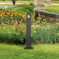 INLIFE Réservoir De Jardin Avec Robinet Anthracite Aspect De Pierre - Anthracite