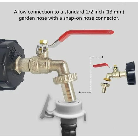 ENLENK Robinet Cuve 1000l, S60X6 Adaptateur De Réservoir De Vidange IBC, 1/2 Pouce Robinet Sortie Raccord Vanne, Robinet En Laiton Pour Réservoir D'eau De Pluie IBC 1000L 5 ENLENK Robinet Cuve 1000l, S60X6 Adaptateur De Réservoir De Vidange IBC, 1/2 Pouce Robinet Sortie Raccord Vanne, Robinet En Laiton Pour Réservoir D'eau De Pluie IBC 1000L – Image 3