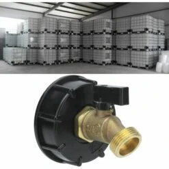 AOUGO Robinet De Réservoir IBC, Adaptateur De Réservoir Fourre-Tout IBC Connecteur De Tuyau De Vidange à Filetage Mâle G3/4 Pièce De Raccord D'outil De Vanne De Robinet De Tuyau En Laiton -Promos Recuperation Magasin 60281812 5