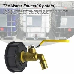 AOUGO Pour IBC Adaptateur De Cuve Robinet Sortie Raccord Vanne Robinet Raccords De Tuyau D'arrosag Convient Aux Réservoirs De Stockage Pour IBC De 600/1000 L Avec Sortie D'eau De 3/4 Pouce. -Promos Recuperation Magasin 60282265 4