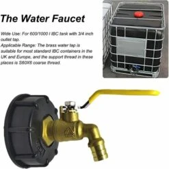 AOUGO Pour IBC Adaptateur De Cuve Robinet Sortie Raccord Vanne Robinet Raccords De Tuyau D'arrosag Convient Aux Réservoirs De Stockage Pour IBC De 600/1000 L Avec Sortie D'eau De 3/4 Pouce. -Promos Recuperation Magasin 60282265 5