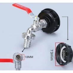 RHAFAYRE Robinet Cuve 1000L Recuperateur Eau De Pluie, Adaptateur Réservoir D'eau IBC 1/2' Double Pluie,Robinet En Matériau Alliage Fabriqué PP Filetage Gros 60 Mm 8 RHAFAYRE Robinet Cuve 1000L Recuperateur Eau De Pluie, Adaptateur Réservoir D'eau IBC 1/2' Double Pluie,Robinet En Matériau Alliage Fabriqué PP Filetage Gros 60 Mm -Promos Recuperation Magasin 60499940 2