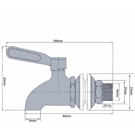 JOORRT Remplacement De Robinet De Distributeur De Boissons,Robinet De Tonneau Du Vin Et De La Bière Ou De Boisson En Acier Inoxydable, Inusable,16mm Robinet De Rechange Pour Distributeur 4 JOORRT Remplacement De Robinet De Distributeur De Boissons,Robinet De Tonneau Du Vin Et De La Bière Ou De Boisson En Acier Inoxydable, Inusable,16mm Robinet De Rechange Pour Distributeur – Image 2