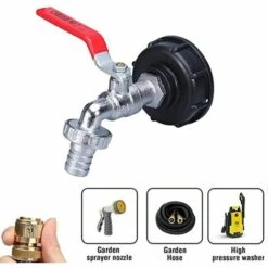 FOZIY Robinet Cuve 1000L Recuperateur Eau De Pluie, Adaptateur Réservoir D'eau IBC 1/2' Double Pluie,Robinet En Matériau Alliage Fabriqué PP Filetage Gros 60 Mm,monobloc, Alliage,Fonepro 9 FOZIY Robinet Cuve 1000L Recuperateur Eau De Pluie, Adaptateur Réservoir D'eau IBC 1/2' Double Pluie,Robinet En Matériau Alliage Fabriqué PP Filetage Gros 60 Mm,monobloc, Alliage,Fonepro -Promos Recuperation Magasin 62012065 3