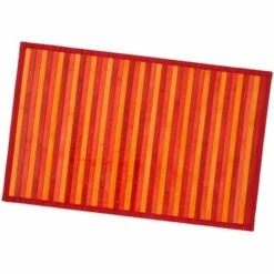 EMMEVI Tapis En Bois De Bambou Cuisine Salle De Bain Chambre Anti-dérapant Petit Déjeuner Napperon Rouge - 50x135 Cm