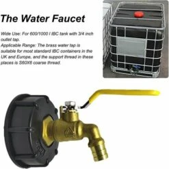 SINCèREETALI Pour IBC Adaptateur De Cuve Robinet Sortie Raccord Vanne Robinet Raccords De Tuyau D'arrosag Convient Aux Réservoirs De Stockage Pour IBC De 600/1000 L Avec Sortie D'eau De 3/4 Pouce. -Promos Recuperation Magasin 63819113 5