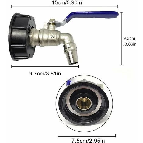 SINCèREETALI Robinet De Réservoir 1000L, Robinet Pour Collecteur D'eau De Pluie IBC, Adaptateur De Réservoir, Adaptateur De Réservoir De Vidange, Robinet En Laiton En PP Filetage Grossier 60 Mm (bleu 3/4") 4 SINCèREETALI Robinet De Réservoir 1000L, Robinet Pour Collecteur D'eau De Pluie IBC, Adaptateur De Réservoir, Adaptateur De Réservoir De Vidange, Robinet En Laiton En PP Filetage Grossier 60 Mm (bleu 3/4") – Image 2