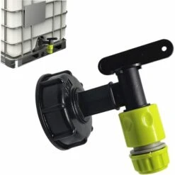 AOUGO Robinet Cuve 1000l Plastique Avce Raccord Tuyau D'arrosage, Adaptateur De Robinet De Réservoir IBC, Connecteur à Filetage 3/4 Pouces Pour Recuperateur Eau De Pluie, Réservoir De Carburant (A)