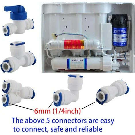 AOUGO 12 Pcs Accessoires De Filtre à Eau RO | Raccord De Buse 1/4 Pouces | 90 Degree Right Angle Fast Docking | Pour Raccorder Les Raccords De Tuyauterie D'eau, Tuyau De Réfrigérateur 7 AOUGO 12 Pcs Accessoires De Filtre à Eau RO | Raccord De Buse 1/4 Pouces | 90 Degree Right Angle Fast Docking | Pour Raccorder Les Raccords De Tuyauterie D'eau, Tuyau De Réfrigérateur – Image 5