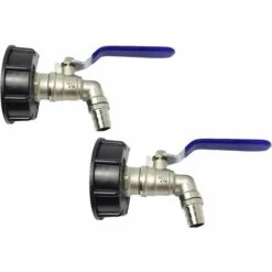 QERSTA Raccord Robinet En Laiton Chromé Pour Cuve IIBC 3/4" Double Robinet, PP Filetage Gros 60 Mm0L, 2PCS