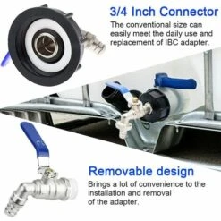 Devenirriche Adaptateur De Réservoir De Vidange IBC S60x6 Vanne Robinet 3/4'' Adaptateur De Robinet De Réservoir IBC Adaptateur De Cuve Adaptateur De Réservoir D'eau Robinet à Boisseau Sphérique -Promos Recuperation Magasin 64756145 3