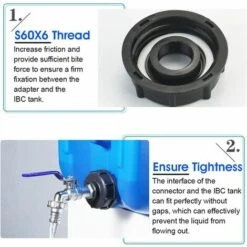 Devenirriche Adaptateur De Réservoir De Vidange IBC S60x6 Vanne Robinet 3/4'' Adaptateur De Robinet De Réservoir IBC Adaptateur De Cuve Adaptateur De Réservoir D'eau Robinet à Boisseau Sphérique -Promos Recuperation Magasin 64756145 4