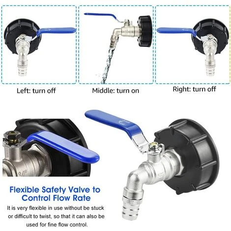 LLOVE Adaptateur De Réservoir De Vidange IBC S60x6 Vanne Robinet 3/4'' Adaptateur De Robinet De Réservoir IBC Adaptateur De Cuve Adaptateur De Réservoir D'eau Robinet à Boisseau Sphérique 7 LLOVE Adaptateur De Réservoir De Vidange IBC S60x6 Vanne Robinet 3/4'' Adaptateur De Robinet De Réservoir IBC Adaptateur De Cuve Adaptateur De Réservoir D'eau Robinet à Boisseau Sphérique – Image 5