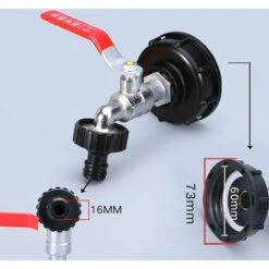 MèREÉTERNEL Robinet Cuve 1000L Avec Adaptateur Robinet Tuyau Arrosage, S60X6 IBC Raccord Robinet, Robinet De Jardin Pour Recuperateur Eau De Pluie (Adaptateur En Plastique 3/4") Ternel -Promos Recuperation Magasin 65182898 3