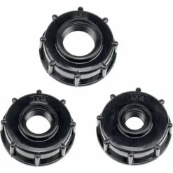 CESIèCLEFOU Adaptateur De Réservoir De Vidange Plastique Eau Réservoir Couvercle Adaptateur En S60x6 IBC Adaptateurs Raccords Filetages Épais Robinets （1/2 3/4 1 Pouce Noir 3 Pièces）Lefou