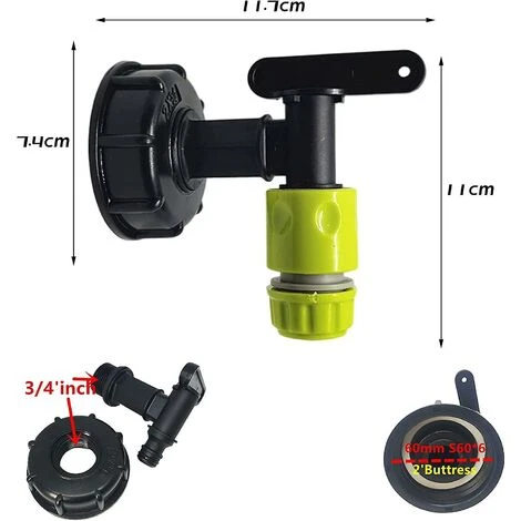 BAICCCF Robinet De Cuve De Récupération D'eau One Pie 1000l Robinet De Réservoir En Plastique Avec Connecteur De Tuyau D'arrosage, Adaptateur De Robinet De Réservoir Ibc, Connecteur Fileté 3/4 Pouce Pour Collecteur D'eau De Pluie, Réservoir De Carburant (a) 4 BAICCCF Robinet De Cuve De Récupération D'eau One Pie 1000l Robinet De Réservoir En Plastique Avec Connecteur De Tuyau D'arrosage, Adaptateur De Robinet De Réservoir Ibc, Connecteur Fileté 3/4 Pouce Pour Collecteur D'eau De Pluie, Réservoir De Carburant (a) – Image 2