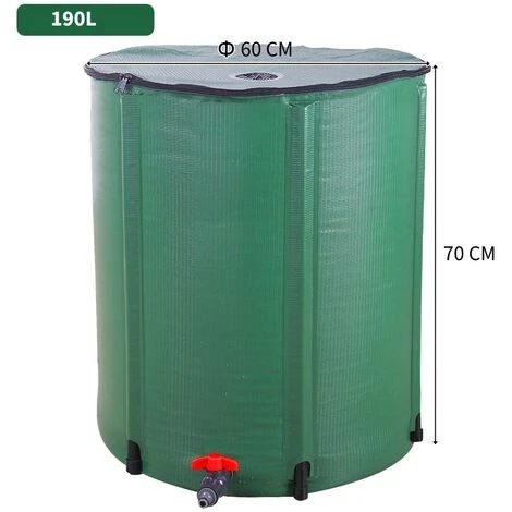 GROSMONDE 190L Récupérateur D'eau De Pluie Portable Vert 4 GROSMONDE 190L Récupérateur D'eau De Pluie Portable Vert – Image 2
