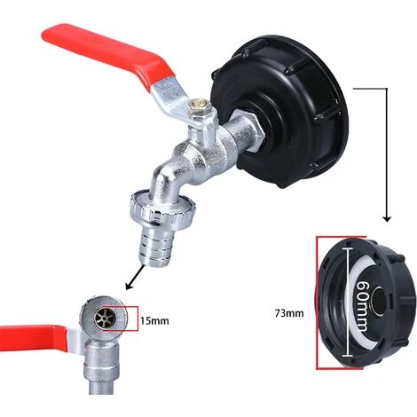 KARTOKNER Robinet Cuve Avec Adaptateur Robinet Arrosage, S60X6 IBC Raccord Robinet, Robinet De Jardin Pour Recuperateur Eau De Pluie (Mélangeur En Alliage 1/2" + Bec En Alliage) 4 KARTOKNER Robinet Cuve Avec Adaptateur Robinet Arrosage, S60X6 IBC Raccord Robinet, Robinet De Jardin Pour Recuperateur Eau De Pluie (Mélangeur En Alliage 1/2" + Bec En Alliage) – Image 2