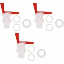 FLYME 3pcs Ménage Brassage Bière Seau En Plastique Distributeur De Robinet En Plastique Rouge Robinet De Bière Distributeur De Bière