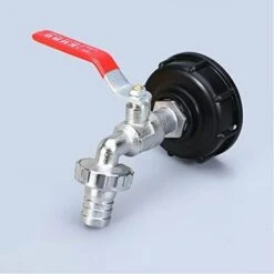 FLYME Robinet Cuve 1000L Robinet Recuperateur Eau De Pluie, Adaptateur De Réservoir D'eau IBC 1/2" Double Robinet Recuperateur Eau De Pluie,Robinet En Matériau En Alliage Fabriqué En PP Filetage Gros 60 Mm